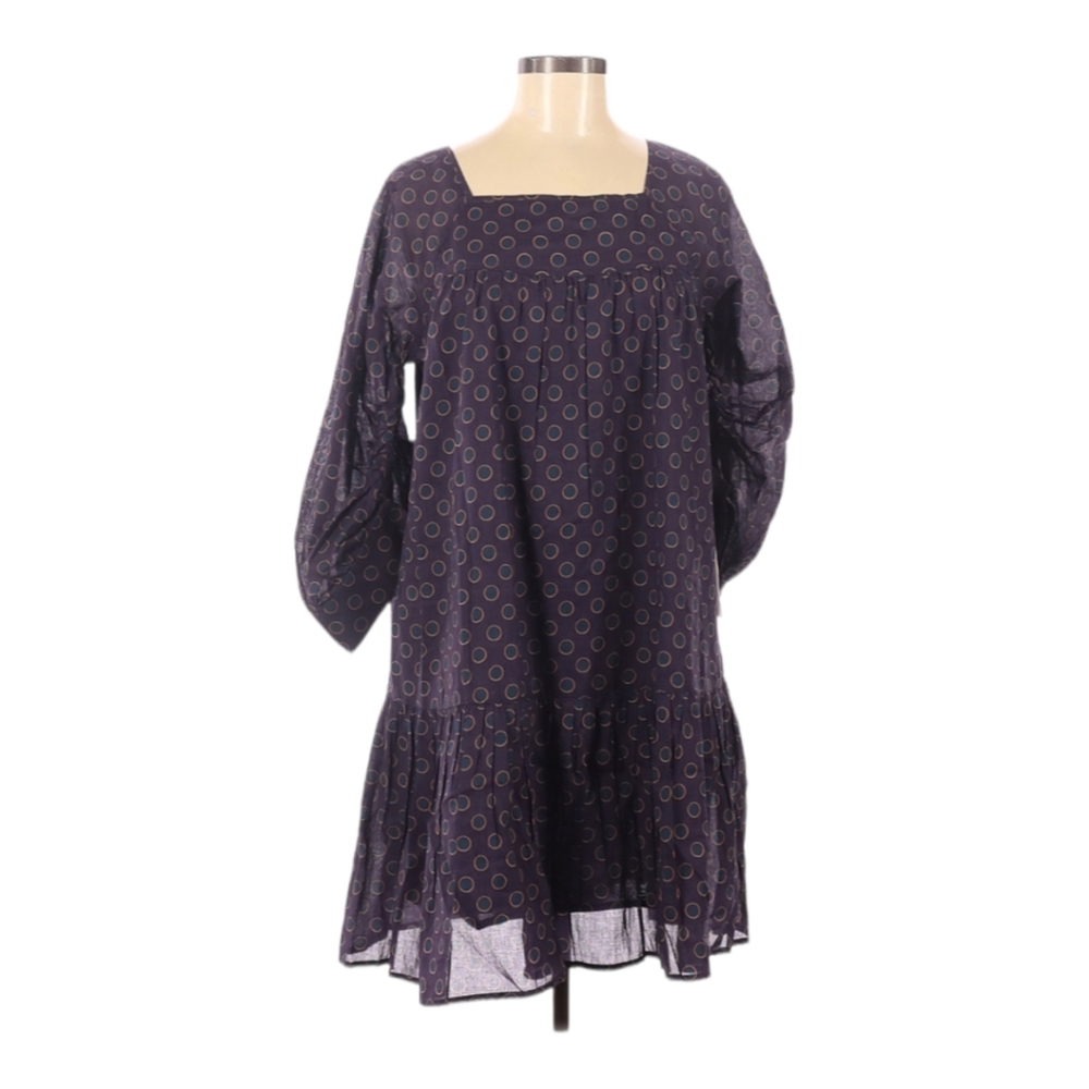 HappyxNature Lightweight Purple Dress Size‎ M Square Neck 3/4 Sleeve Ruffled NEW